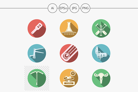Gynecology Round Vector Icons. Set 2