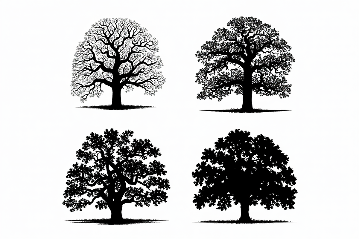 Four unique tree silhouettes, design, an Illustration by Amazin_art (Photo 5 of 11)