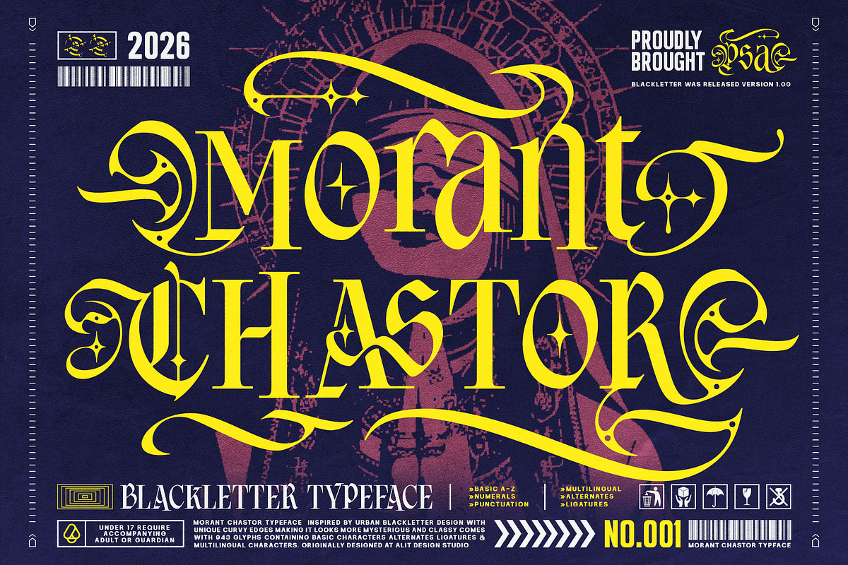 Morant Chastor Typeface, a Blackletter Font by alit design (Photo 1 of 17)