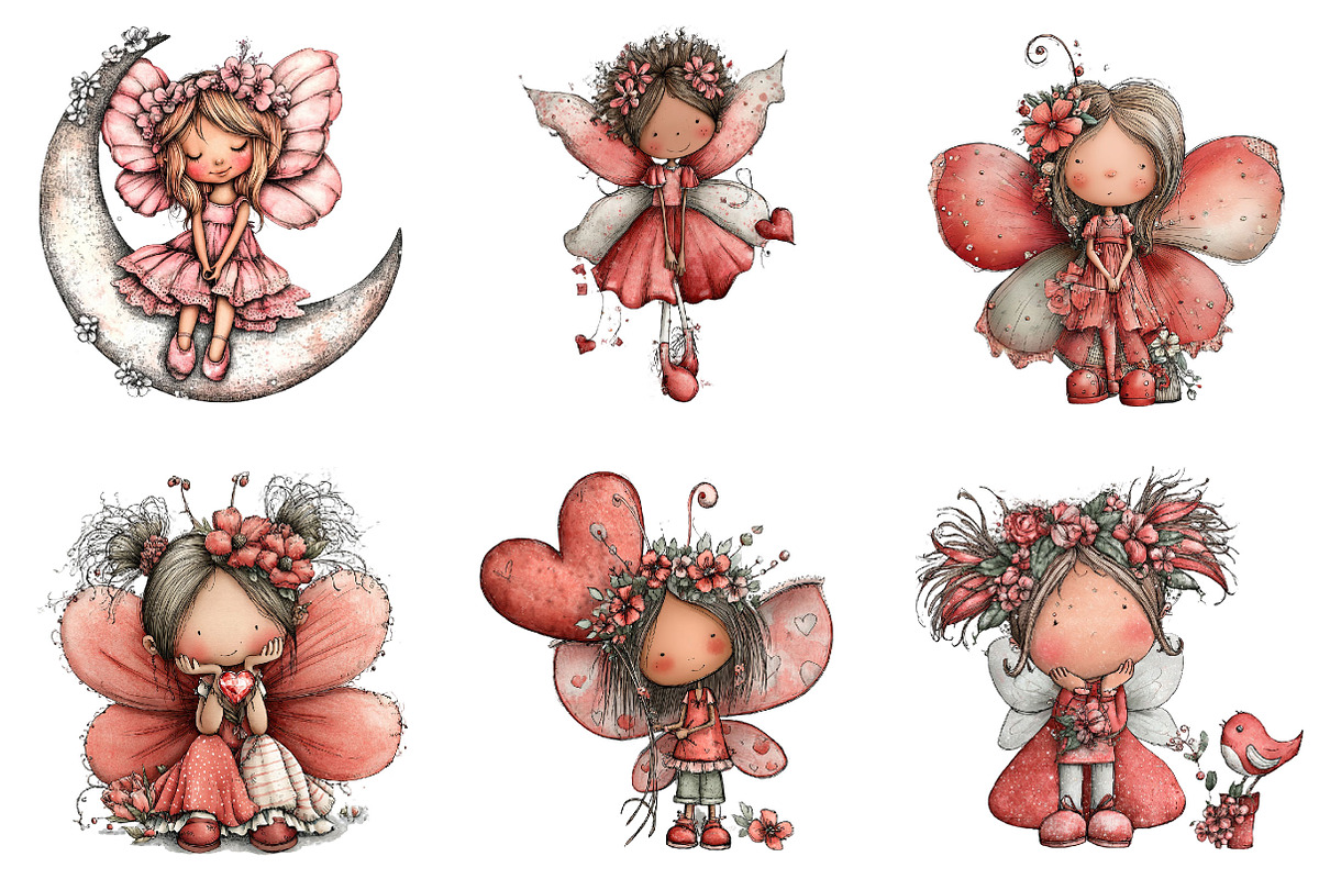 Whimsical Fairy Girl Clipart, a Seasonal Illustration by Designking (Photo 3 of 5)
