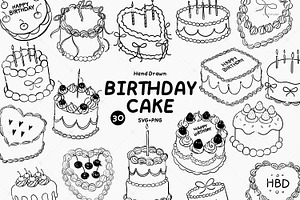 Hand-Drawn Birthday Cake Clipart