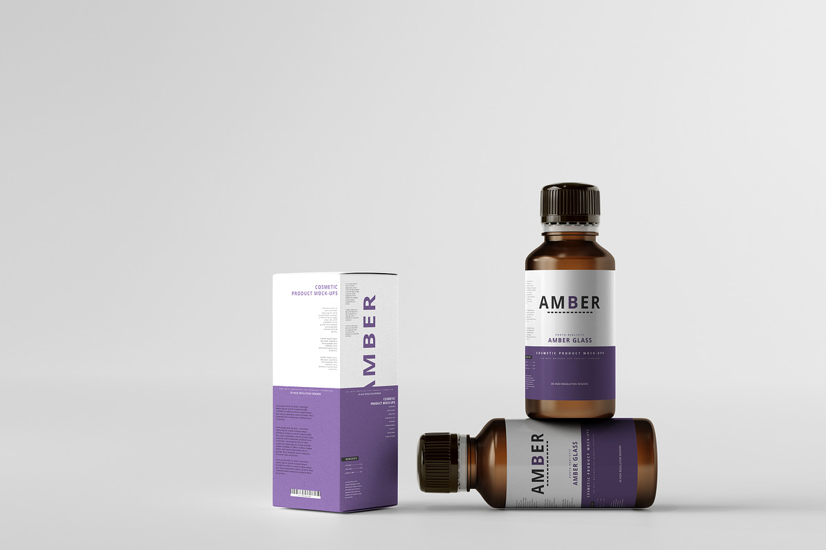 7 in 1 Amber Glass Cosmetic Bundle, a Cups & Container Mockup by pmvch (Photo 15 of 106)