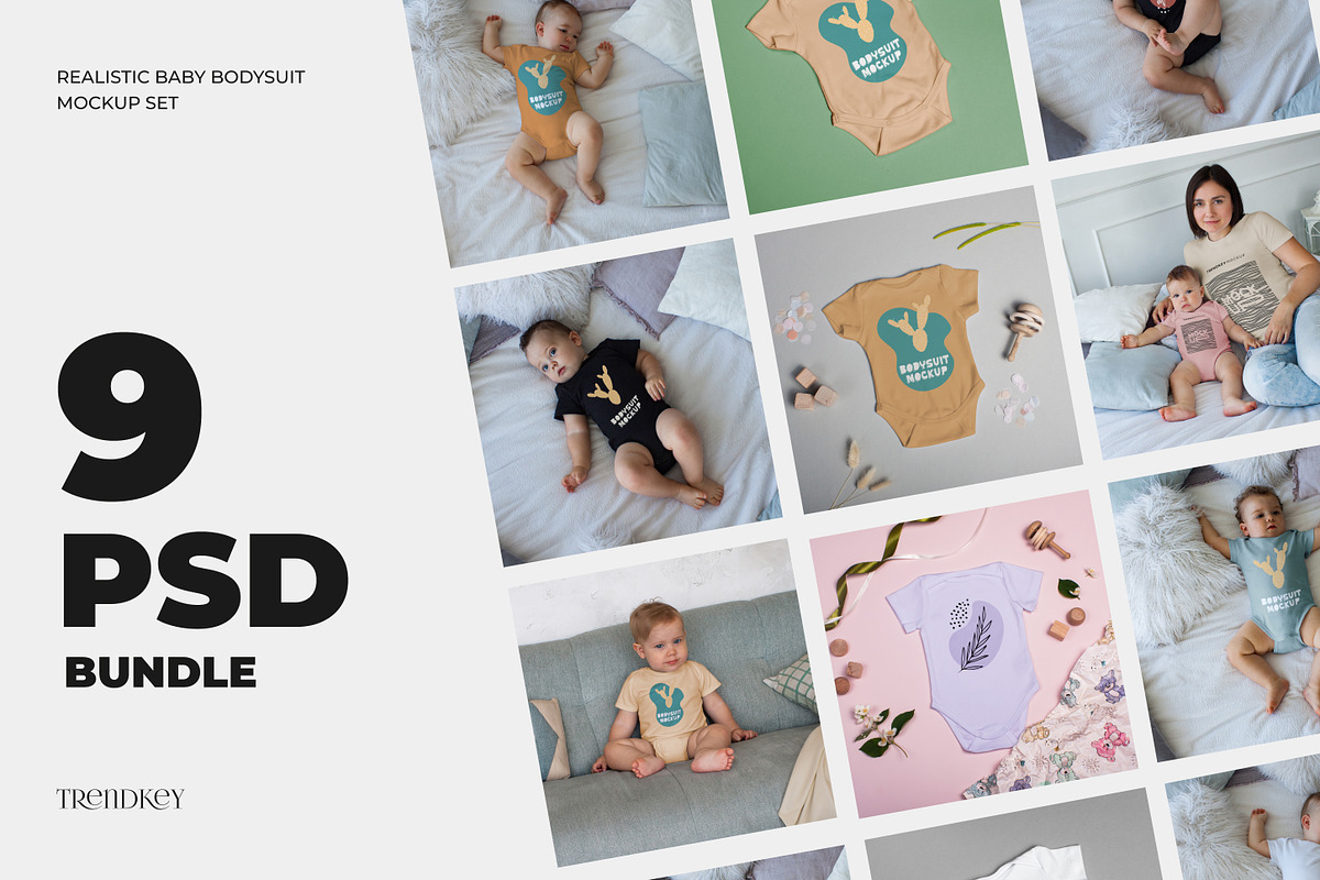 Baby Bodysuit Mockup Set + T-shirt, an Apparel Mockup by TrendkeyMockups (Photo 1 of 7)