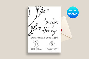 Minimalist Wedding Invitation Canva, an Invitation Template by M9 Design