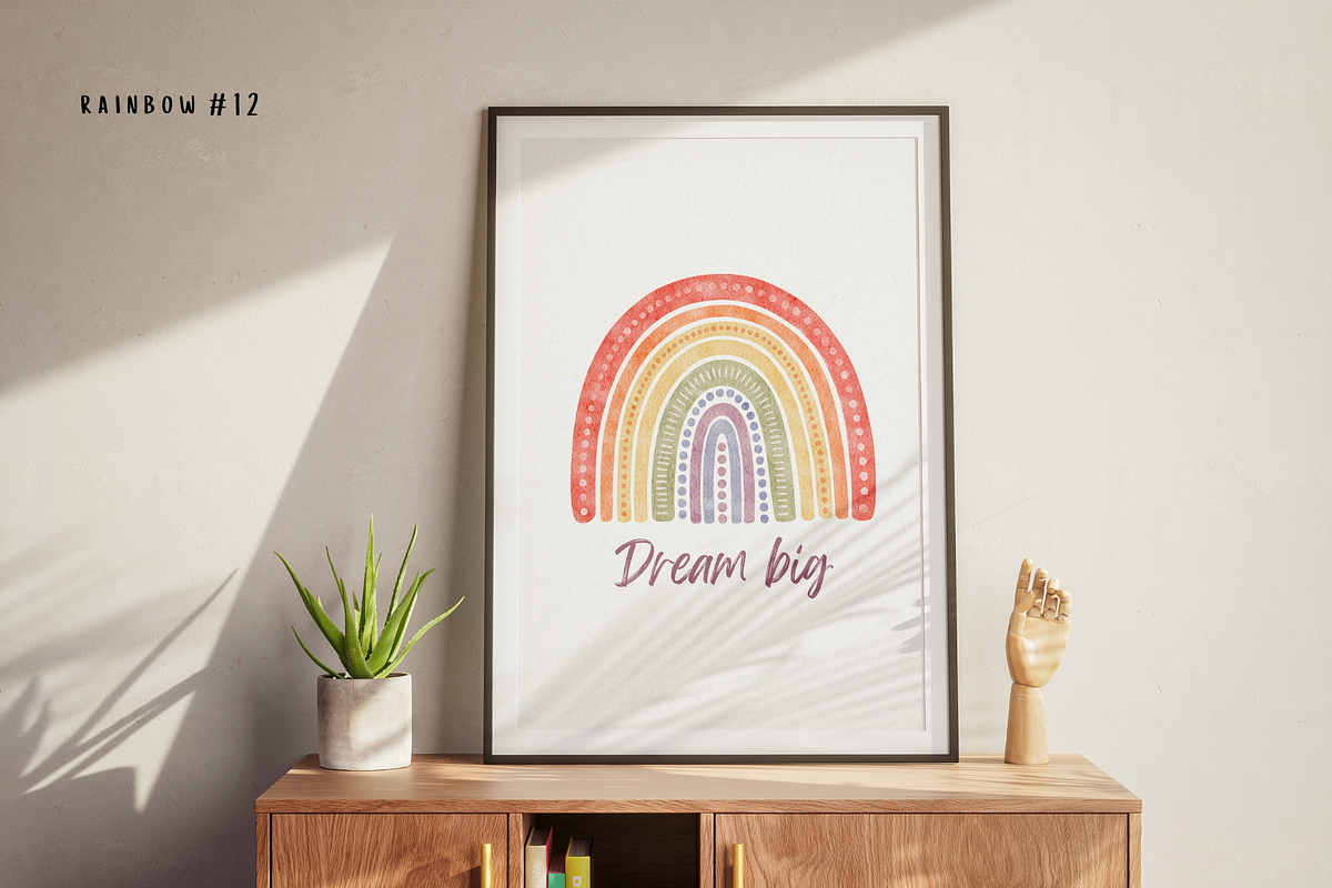 Watercolor Rainbow Clipart PNG, a Decorative Illustration by Kat Anti (Photo 4 of 6)