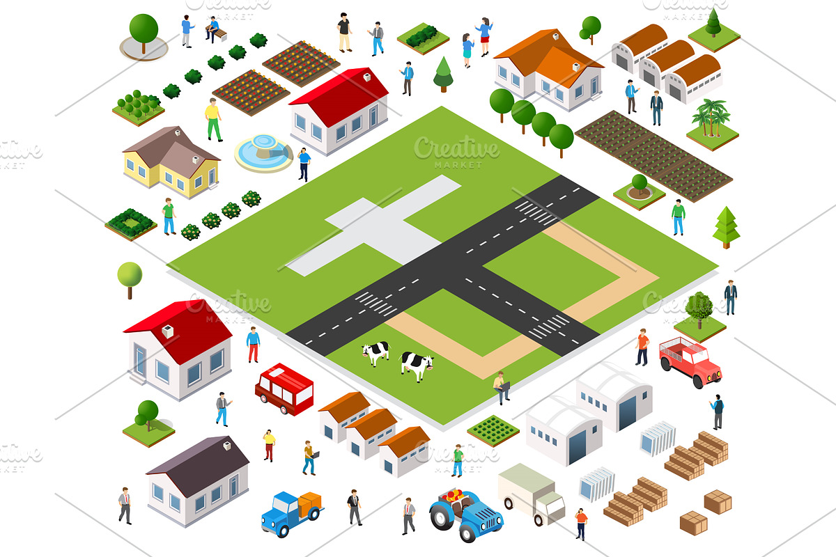 Farmers cultivating land and raising, an Object Illustration by AlexZeL