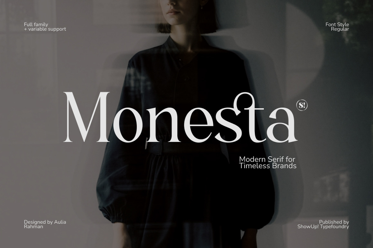 Monesta Regular, a Serif Font by ShowUp! Studio (Photo 1 of 16)