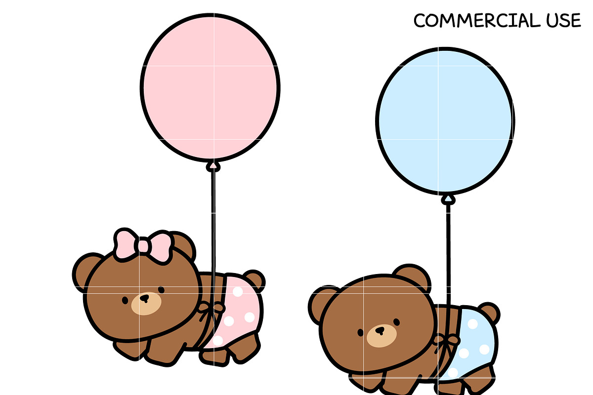 Cute Baby Bear with Balloon SVG, an Illustration by TheHitShop (Photo 1 of 7)
