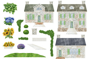 Watercolor Provence House Clipart