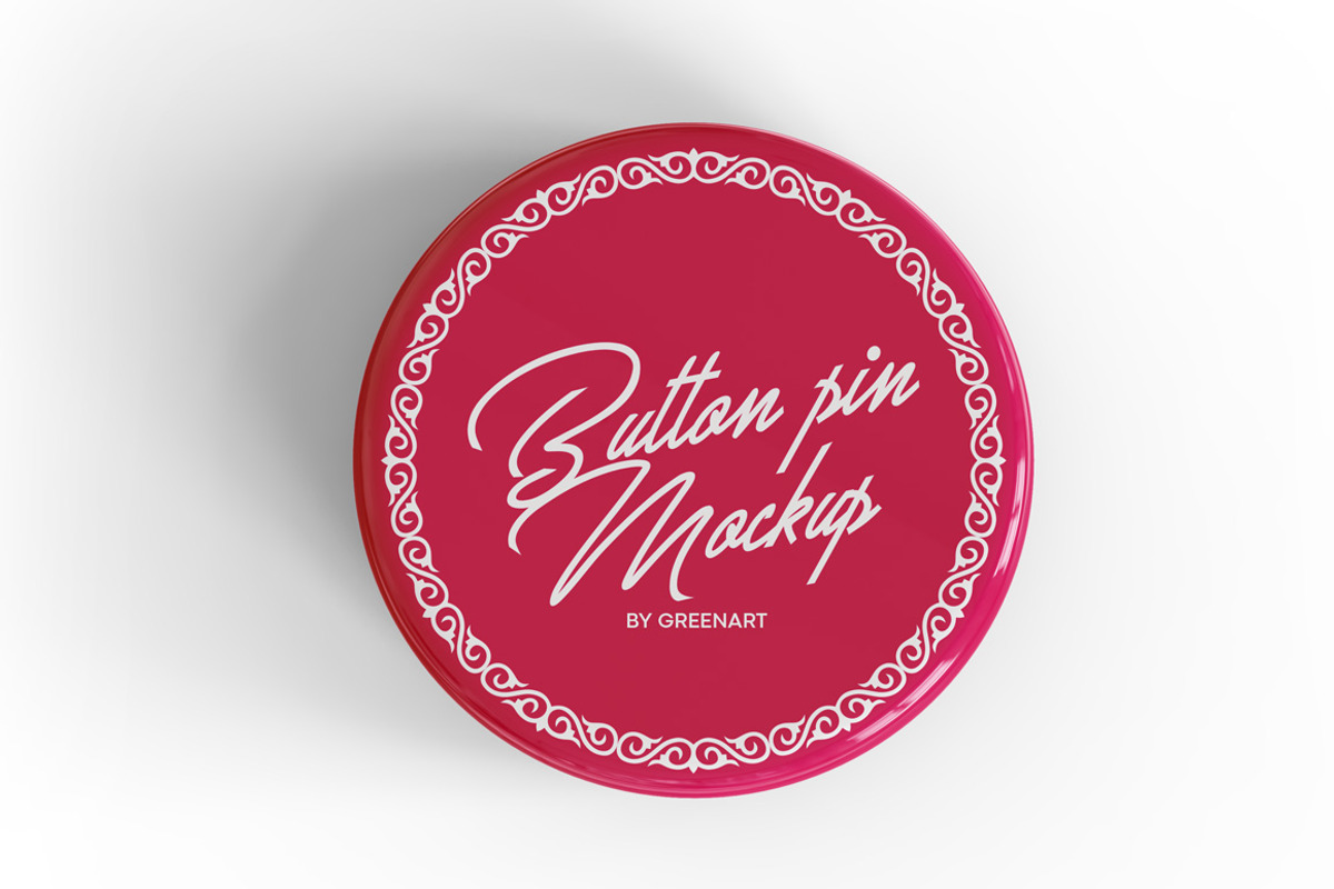 Glossy Button Pin Mockup, an Advertising Mockup by Green Art (Photo 1 of 5)