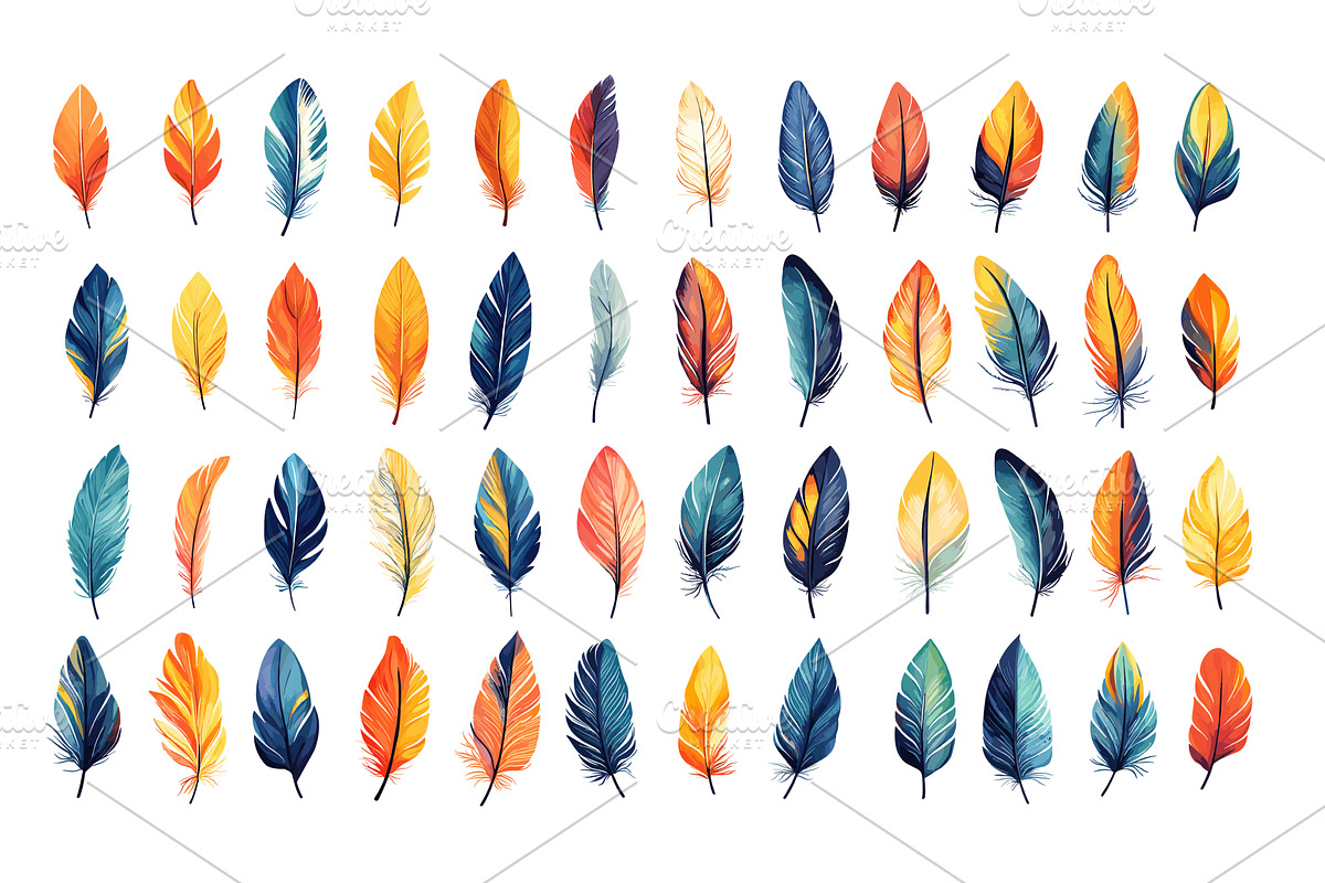 Bird feathers cartoon vector set, an Animal Illustration by Onyx
