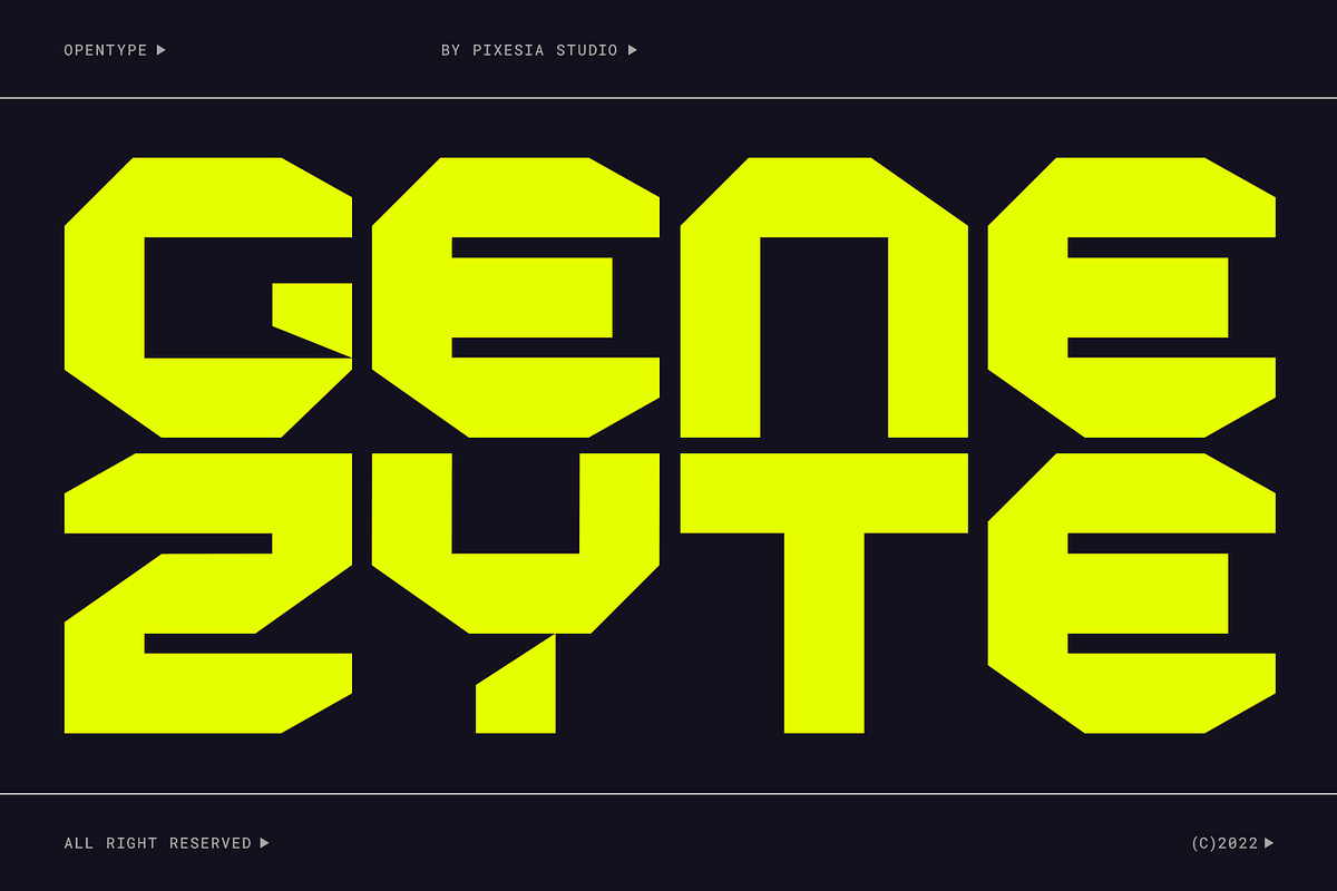 Genezyte - Monospaced Display Font, a Font by Pixesia Studio (Photo 1 of 9)