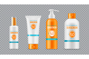 Sunscreen cosmetic products, a Healthcare Illustration by Vector Tradition