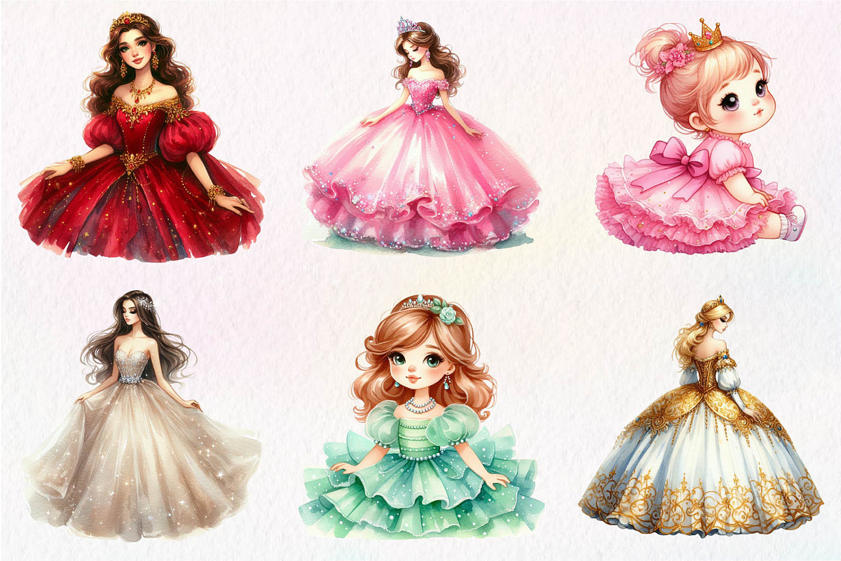 Cute Princess Clipart PNG, an Illustration by Dream Creation (Photo 5 of 7)