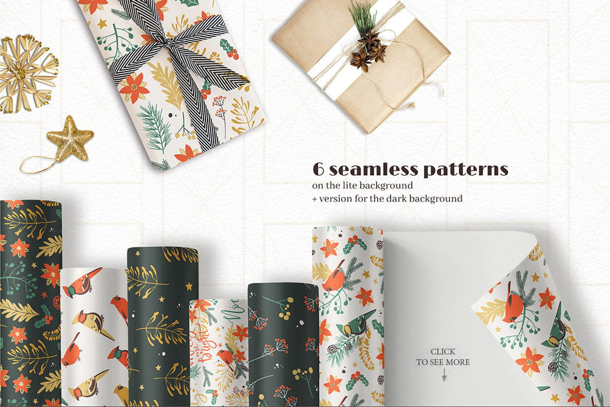 Classic Christmas. Clipart set, a Decorative Illustration by Dinkoobraz (Photo 4 of 11)
