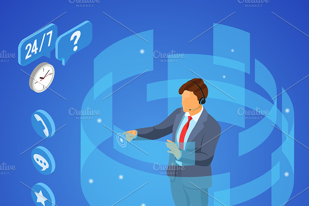 Isometric Online Customer Support, a Person Illustration by TAlex (Photo 6 of 6)