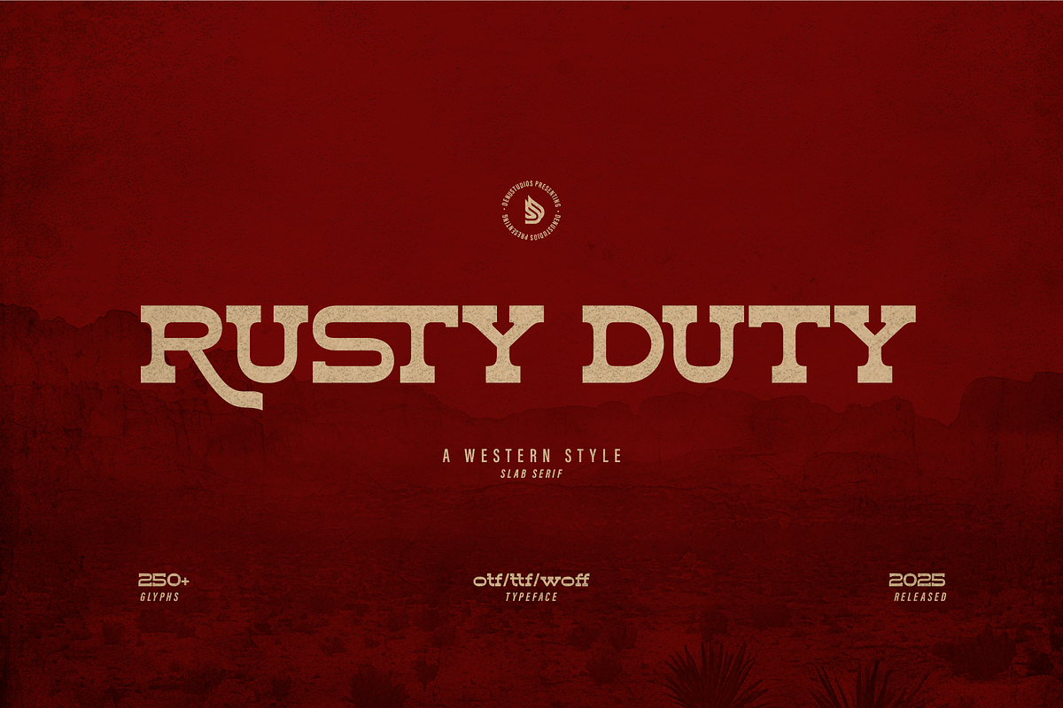 Rusty Duty | Western Style, a Slab Serif Font by Denustudios (Photo 1 of 12)