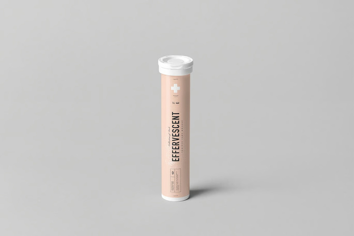 Effervescent Tablets Tube Mock-up, a Packaging Mockup by zippypixelstudio (Photo 8 of 11)
