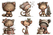 Whimsical Christmas Cat Clipart, an Illustration by Craft Nest (Thumbnail 7 of 10)