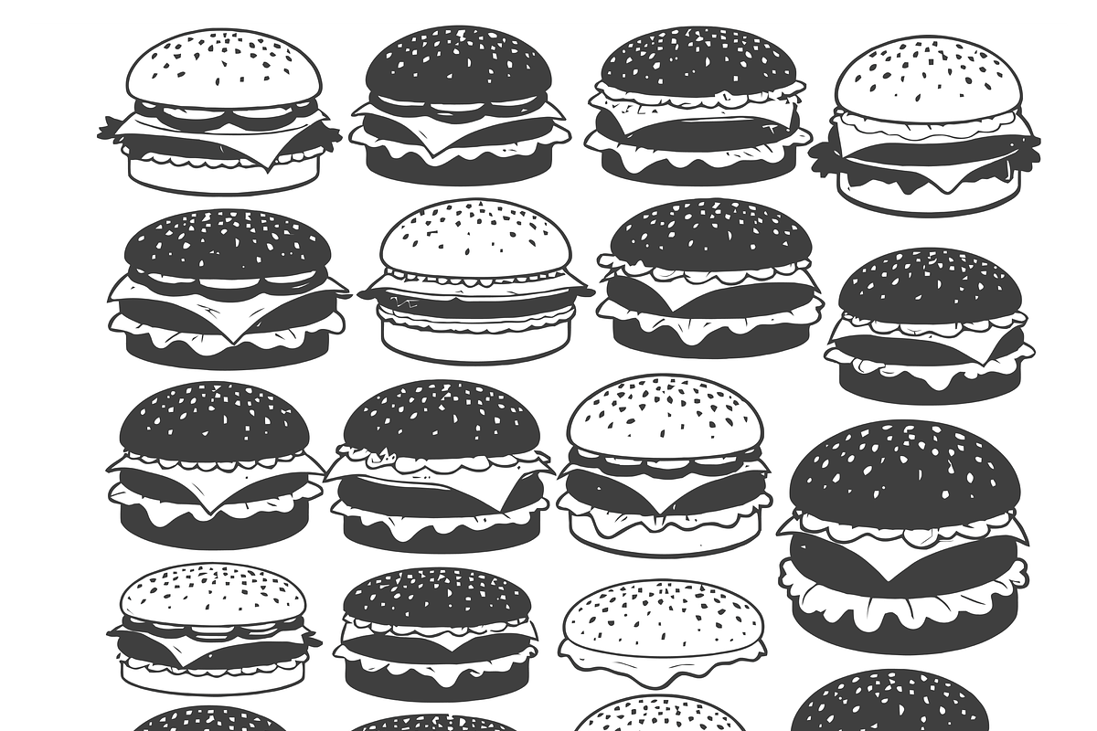 Delicious Burger Illustrations Set, a Food Illustration by CarWrap design (Photo 1 of 4)