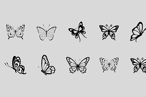 55 Butterfly Silhouettes PNG Clipart