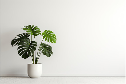 Minimalistic white room wall with a, a Nature Photo by Neirfy