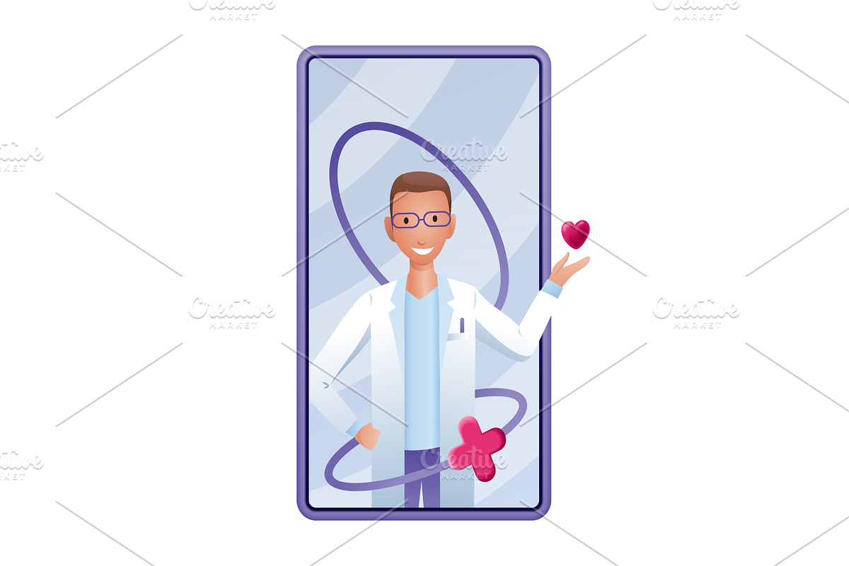 Online medical services mobile, a Healthcare Illustration by Things for designers