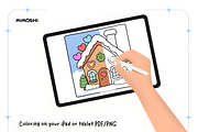 Gingerbread House Coloring Pages, a Seasonal Illustration by Coco Bloom (Thumbnail 4 of 4)