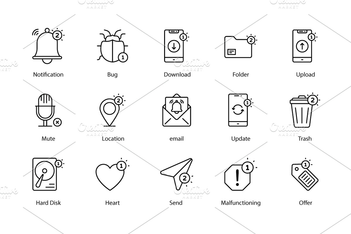 Notifications icons, an Icon by Vector Squad (Photo 4 of 5)