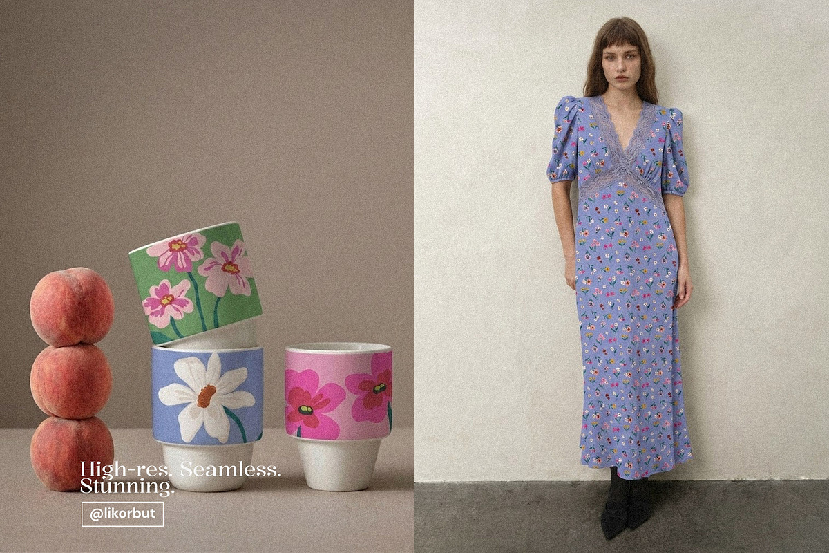 Naive Matte Gouache Floral Pattern, a Pattern Graphic by likorbut (Photo 8 of 14)