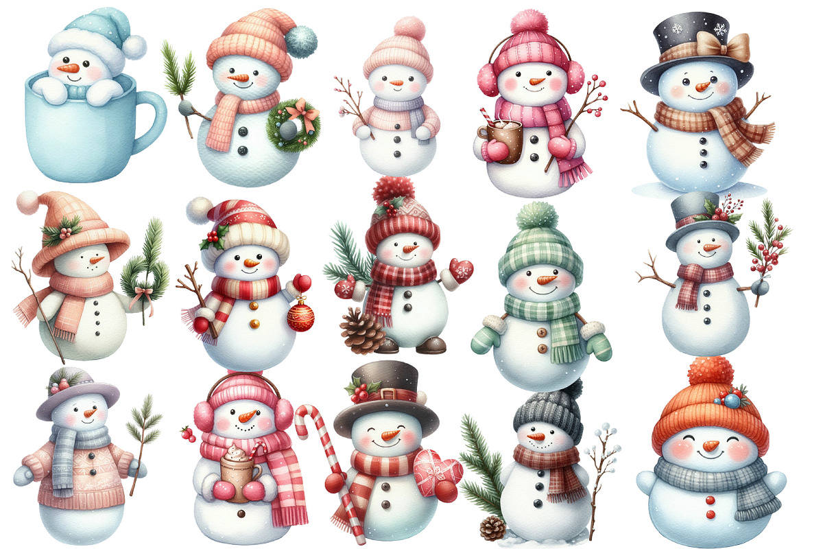 Adorable Snowman Clipart, an Illustration by Designworld (Photo 2 of 5)