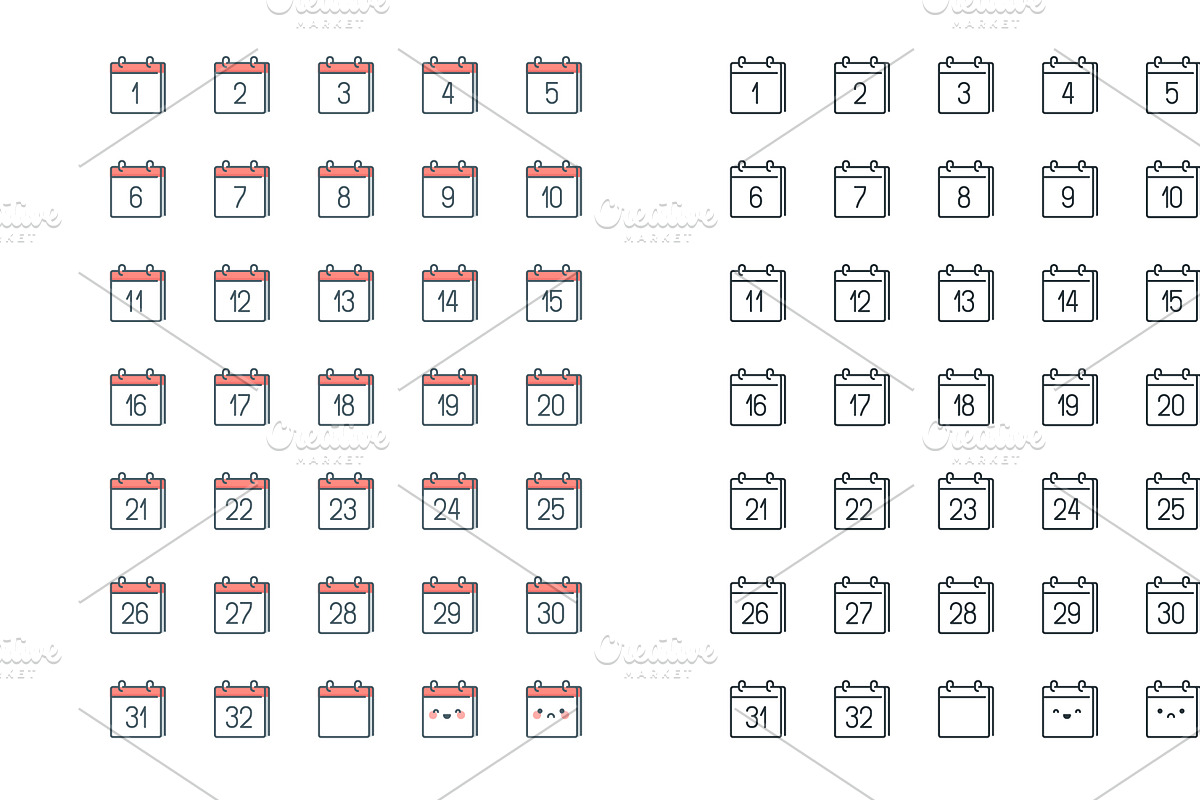 Calendar Icons, an Outline Icon by Kalash (Photo 2 of 2)