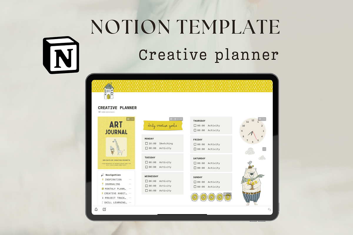 Notion planner for creatives, a Templates & Theme by Petite Zakka Boutique (Photo 1 of 9)