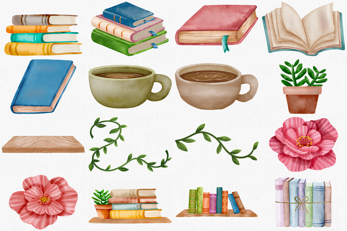 Watercolor Books Clipart Set, 41 PNG, an Illustration by CropUp Creative (Photo 3 of 4)