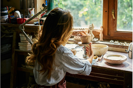 Female artist sculpts crafts with, an Arts & Entertainment Photo by Gladkov photography