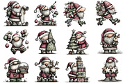 Quirky Whimsical Santa Clipart, an Illustration by CraftArtStudio (Thumbnail 2 of 6)