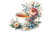 Watercolor Floral Tea Cup Clipart, a Graphic by Designking (Thumbnail 5 of 6)