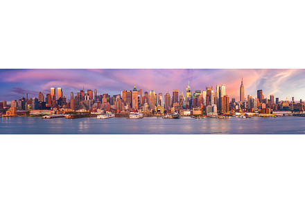 View on Manhattan at sunset, an Architecture Photo by sborisov