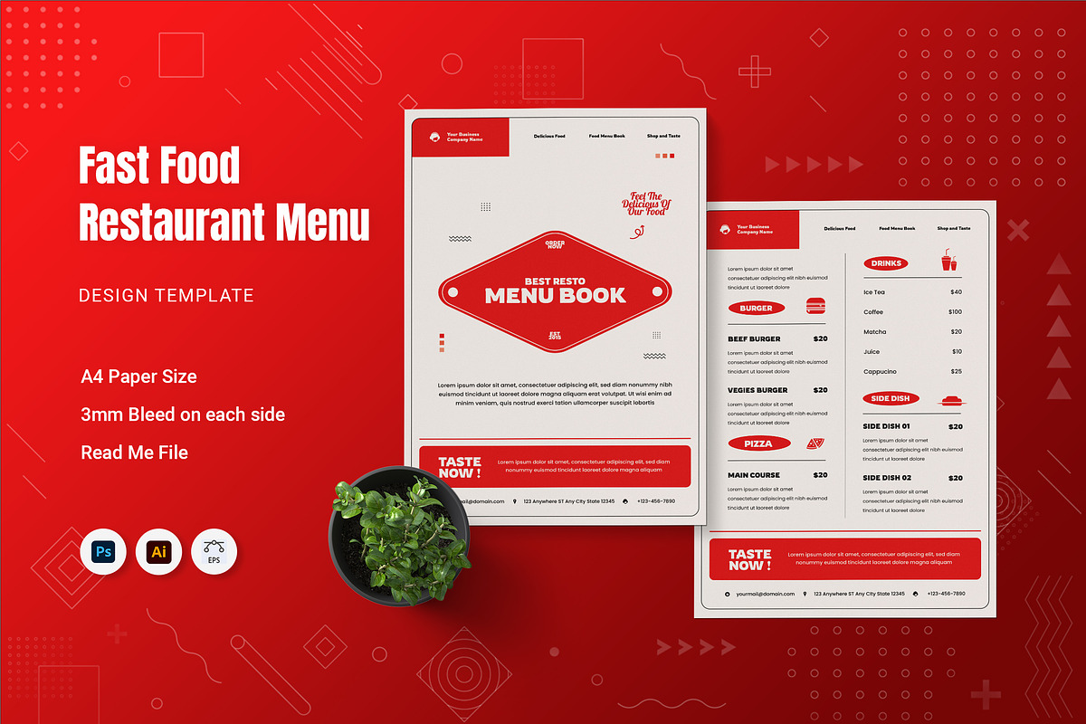 Fast Food Menu, a Print Template by Fannan Studio (Photo 1 of 2)