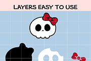 Kawaii Skull with Bow SVG, an Illustration by TheHitShop (Thumbnail 3 of 3)