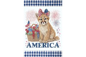 Patriotic Cougar Cub USA Wall Art, an Animal Illustration by Art Paradise Studios