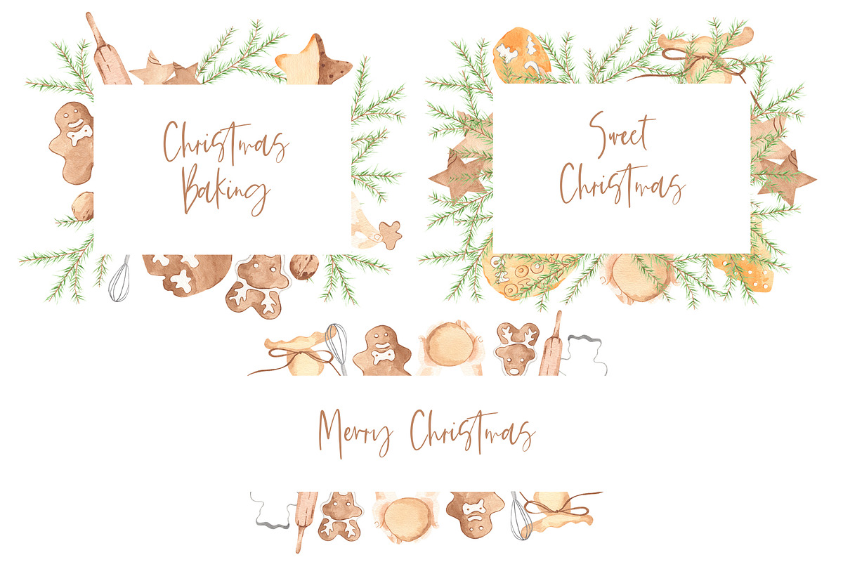 Christmas Baking Watercolor Clipart, a Food Illustration by natalisart (Photo 7 of 15)