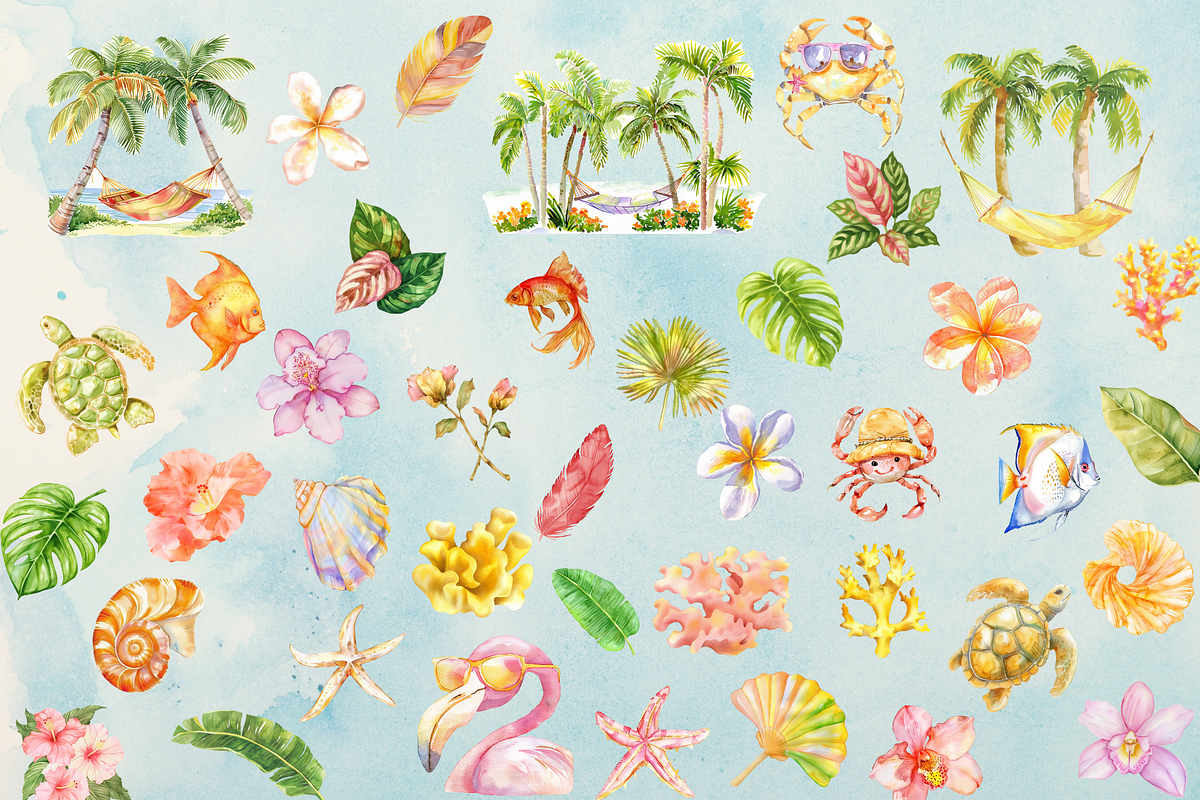 Watercolor Summer Collage, an Object Graphic by JulsIst (Photo 2 of 11)