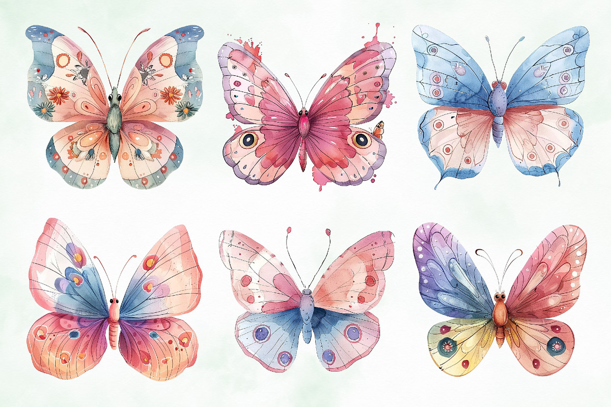 Watercolor Butterfly Png Clipart, an Illustration by Creative Art (Photo 5 of 8)