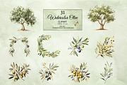 Watercolor Olive Clipart, an Illustration by NiiiNArt (Thumbnail 4 of 7)