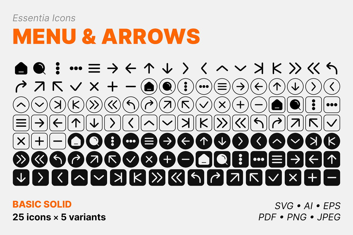 Menu & Arrows (Line & Solid Bundle), an Outline Icon by Totto House (Photo 3 of 4)