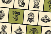 Vintage Alien Illustration Set, a Technology Illustration by Prosymbols (Thumbnail 6 of 10)