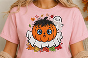 Cute Pumpkin Ghost Halloween PNG, an Object Illustration by DreamCafeArt (Thumbnail 5 of 6)