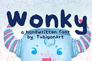 Wonky - handwritten playful font, a Sans Serif Font by Tubigan Art (Thumbnail 1 of 2)