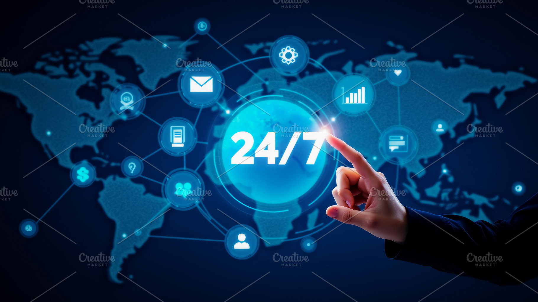 24/7 global digital services with in, a Technology Photo by Perpis